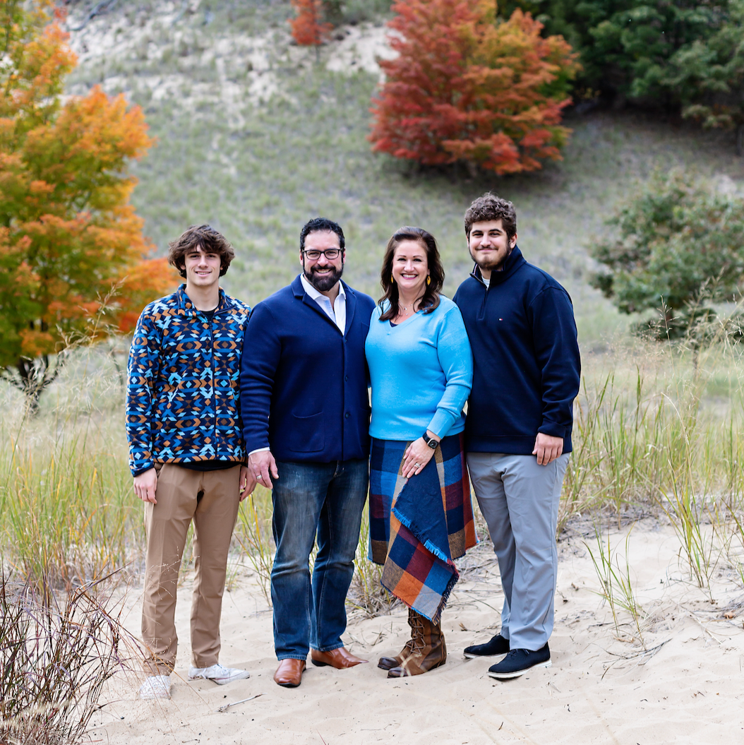 Author Carla M. Flanders and family at the dunes in the fall