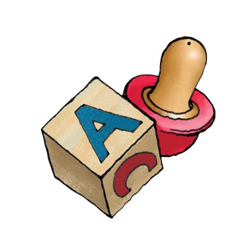Baby block and pacifier icon