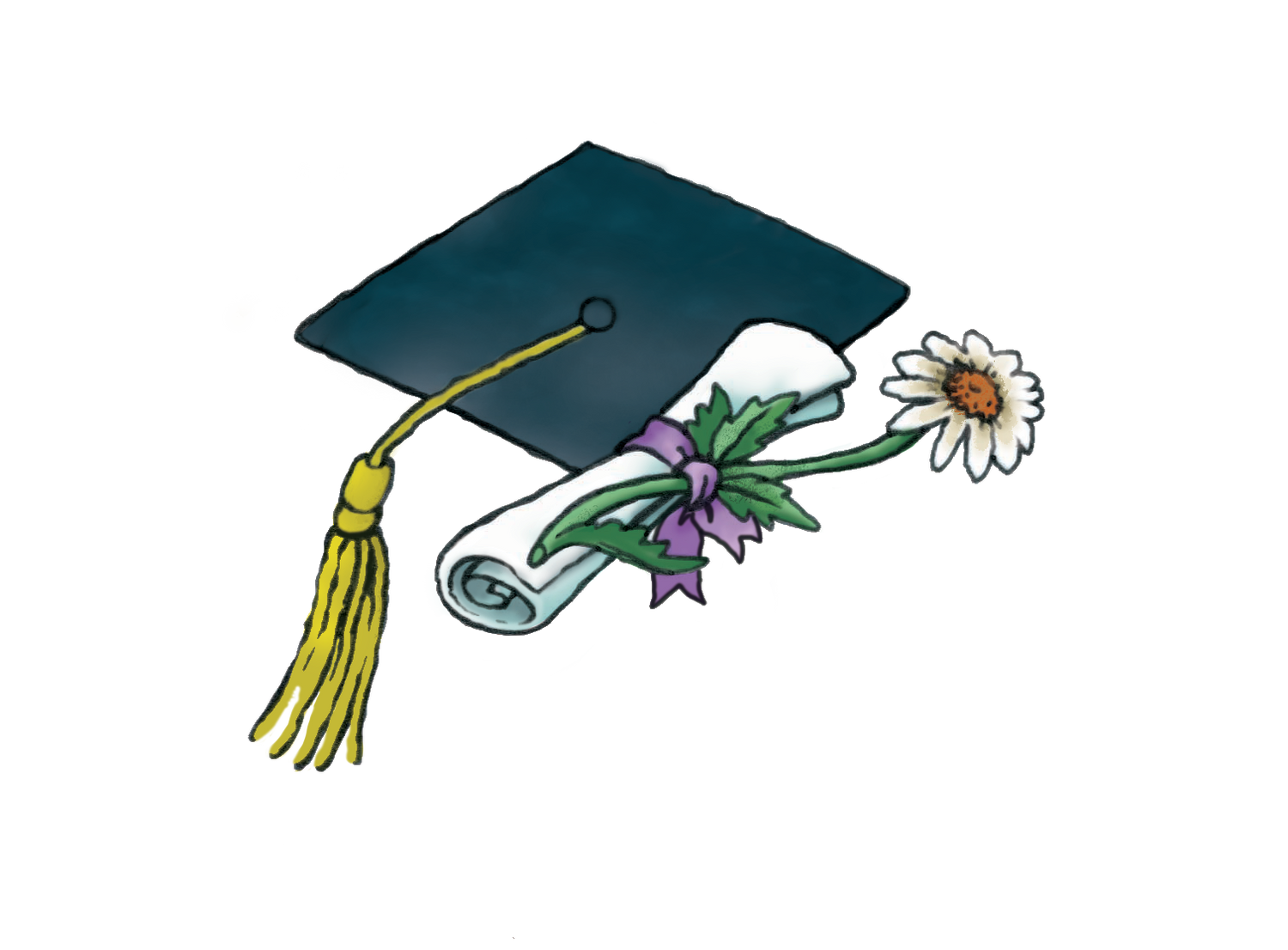 Graduation cap and diploma icon