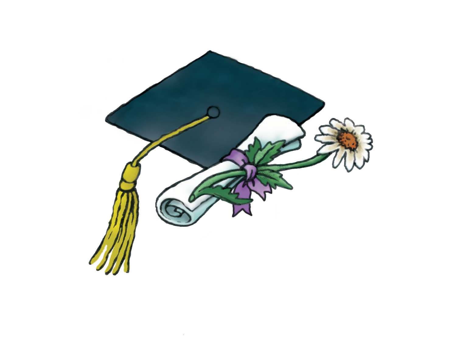 Graduation cap and diploma icon